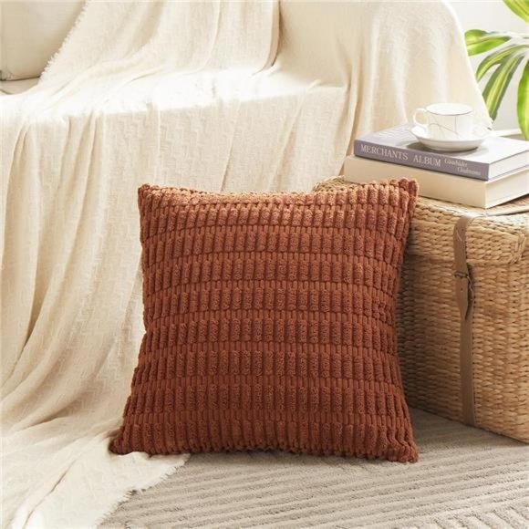 2 Packs Rust Decorative Throw Pillow Covers 18x18 Inch for Living Room Couch Bed - Picture 3 of 8